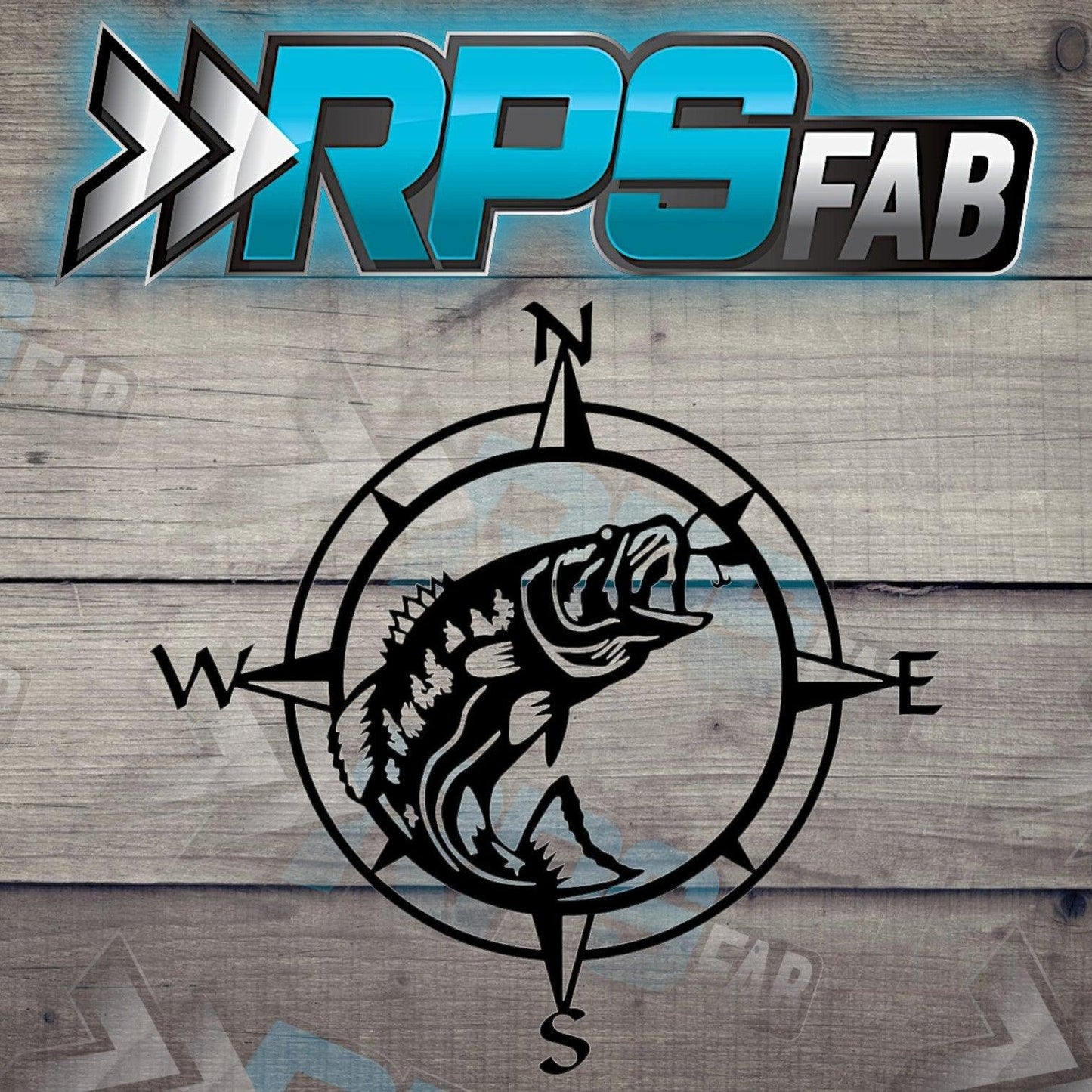 Bass Fish-Inspired Compass Metal Art Sign - RPS Fab