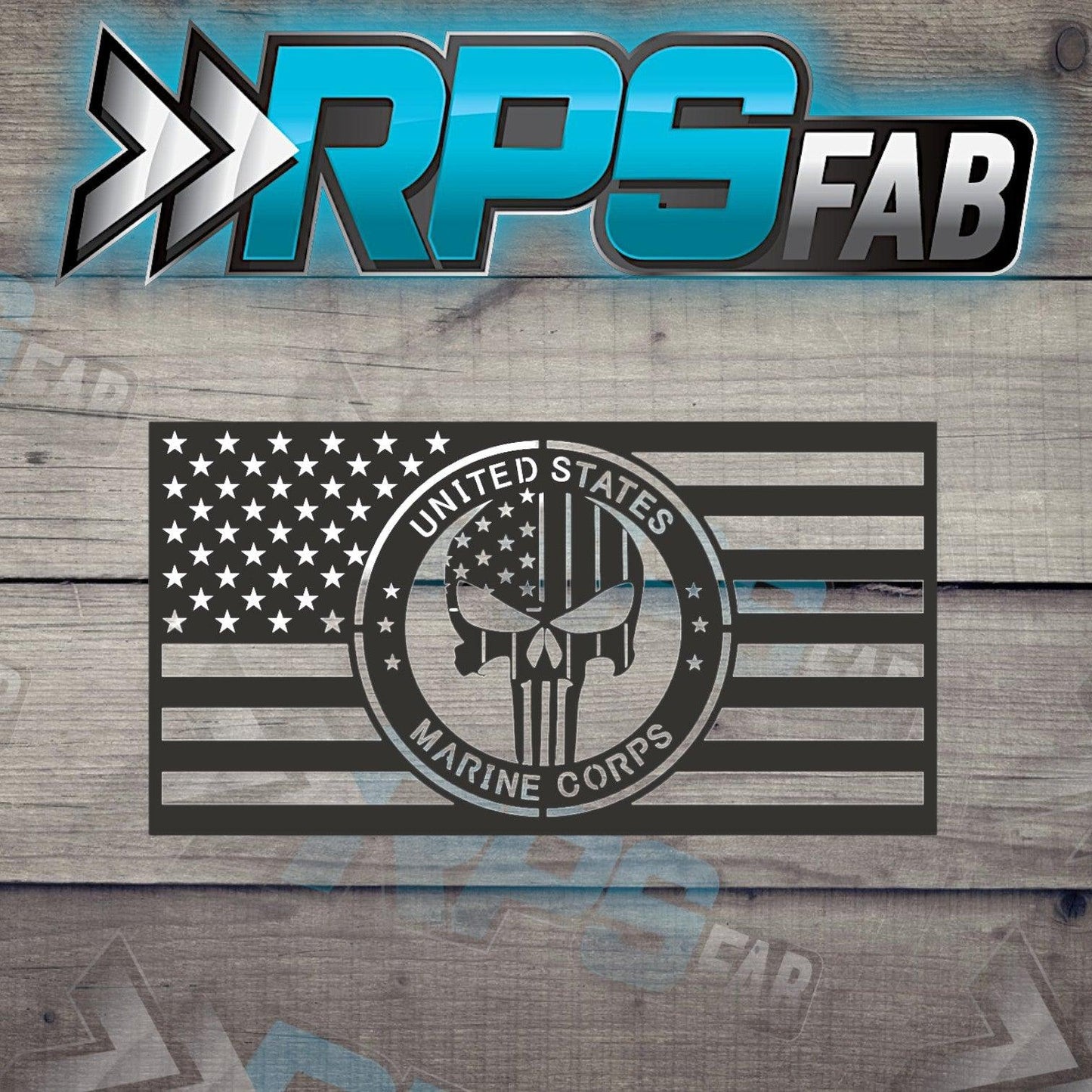 United States Marine Corps Skull Emblem and Flag Metal Art Sign - RPS Fab