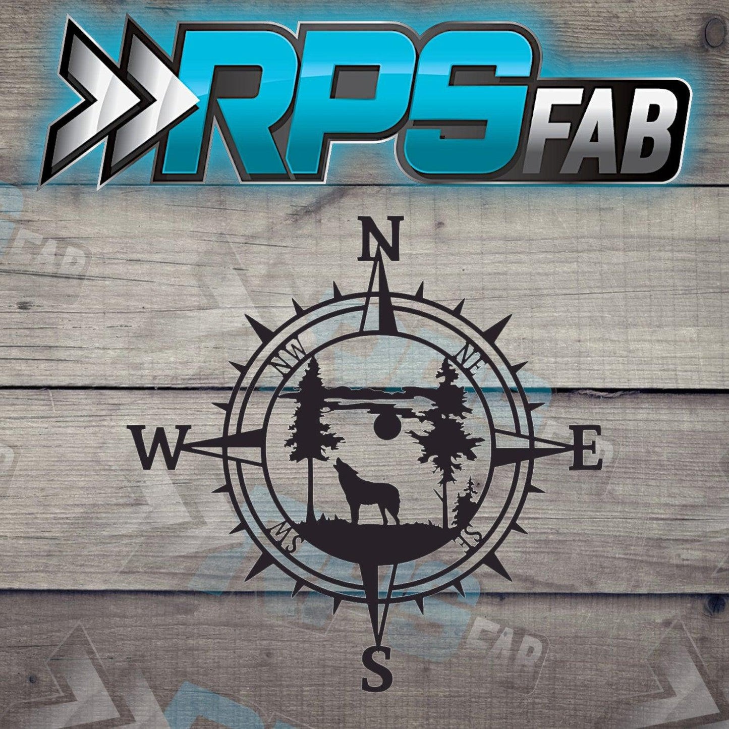 Wolve-Inspired Compass Metal Art Sign - RPS Fab