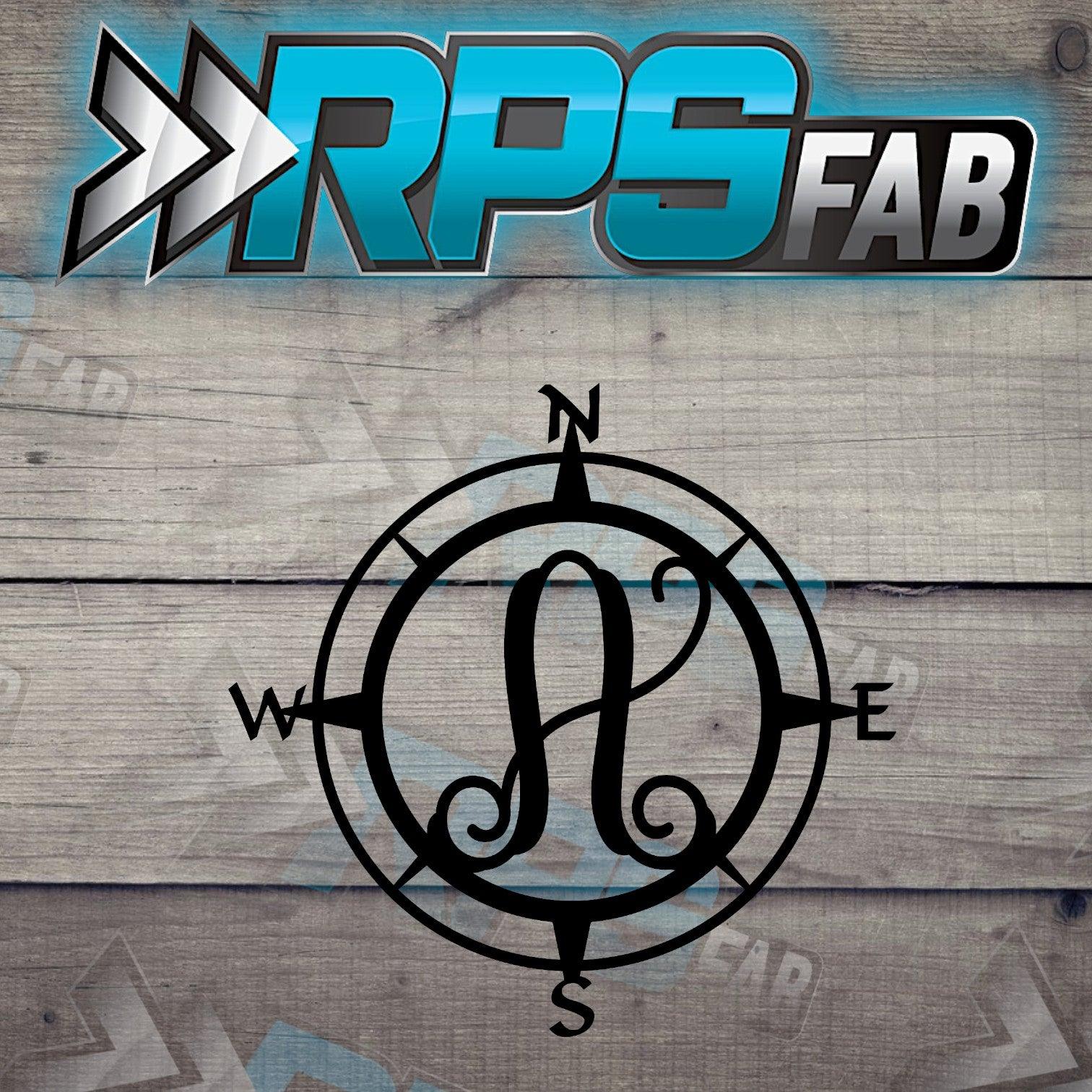 Custom Compass Monogram Metal Sign - Durable 14 Gauge Steel - Letters A-Z - RPS Fab