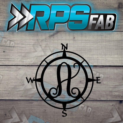 Custom Compass Monogram Metal Sign - Durable 14 Gauge Steel - Letters A-Z - RPS Fab