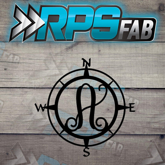 Custom Compass Monogram Metal Sign - Durable 14 Gauge Steel - Letters A-Z - RPS Fab