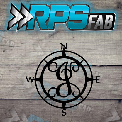 Custom Compass Monogram Metal Sign - Durable 14 Gauge Steel - Letters A-Z - RPS Fab