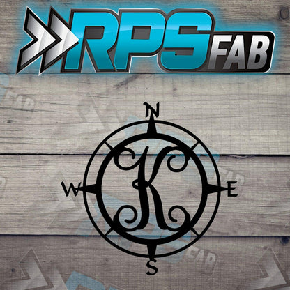 Custom Compass Monogram Metal Sign - Durable 14 Gauge Steel - Letters A-Z - RPS Fab