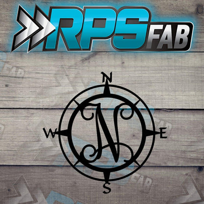 Custom Compass Monogram Metal Sign - Durable 14 Gauge Steel - Letters A-Z - RPS Fab
