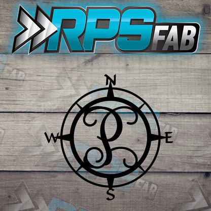 Custom Compass Monogram Metal Sign - Durable 14 Gauge Steel - Letters A-Z - RPS Fab