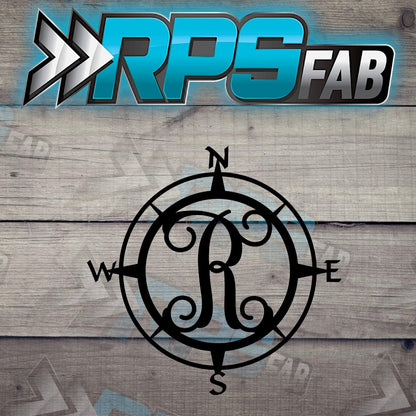 Custom Compass Monogram Metal Sign - Durable 14 Gauge Steel - Letters A-Z - RPS Fab