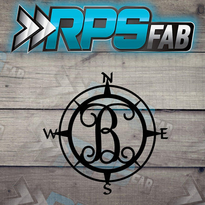 Custom Compass Monogram Metal Sign - Durable 14 Gauge Steel - Letters A-Z - RPS Fab