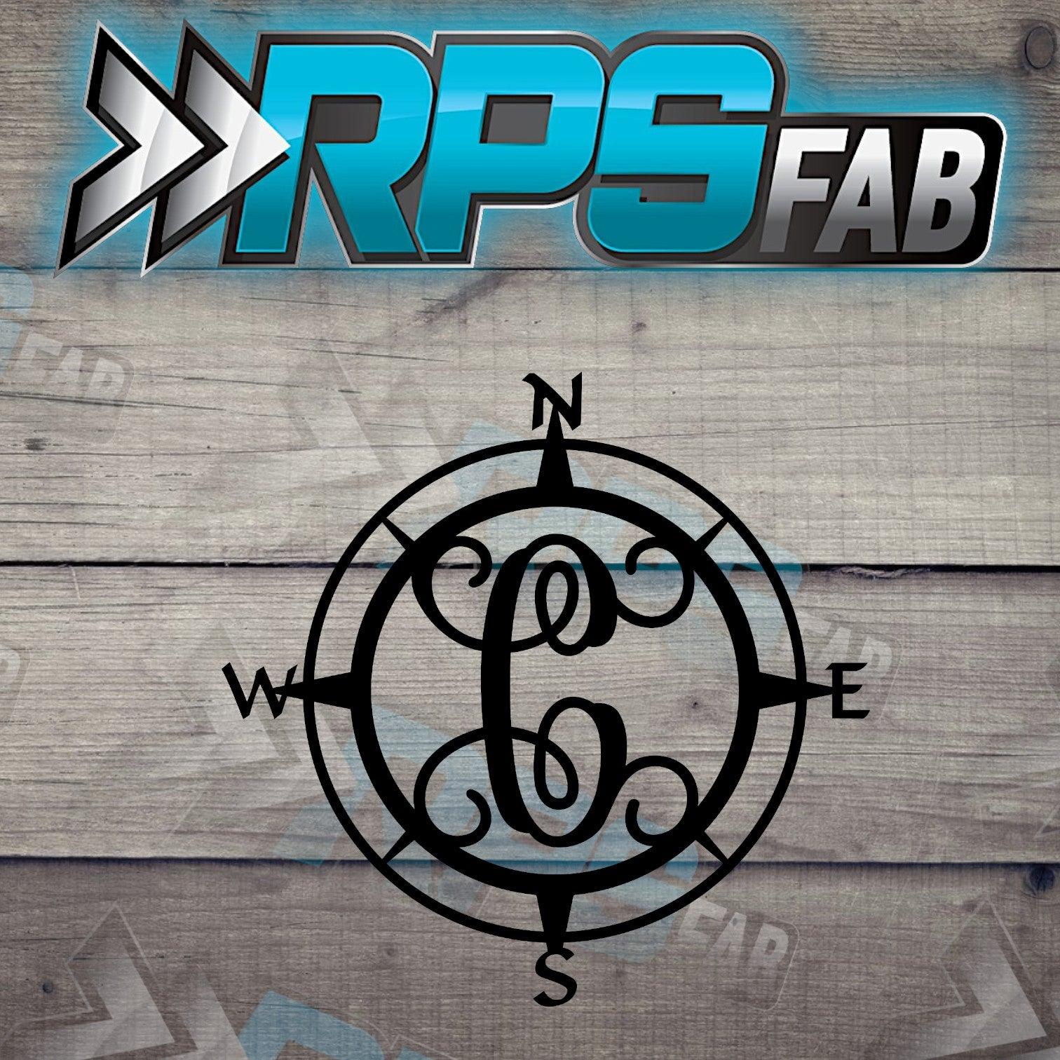 Custom Compass Monogram Metal Sign - Durable 14 Gauge Steel - Letters A-Z - RPS Fab