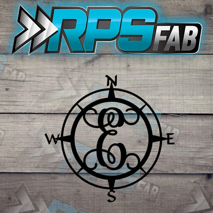 Custom Compass Monogram Metal Sign - Durable 14 Gauge Steel - Letters A-Z - RPS Fab