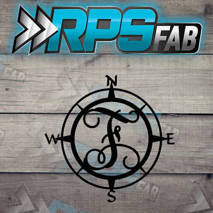 Custom Compass Monogram Metal Sign - Durable 14 Gauge Steel - Letters A-Z - RPS Fab