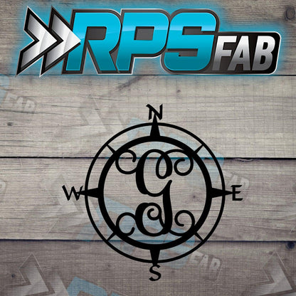 Custom Compass Monogram Metal Sign - Durable 14 Gauge Steel - Letters A-Z - RPS Fab