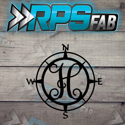 Custom Compass Monogram Metal Sign - Durable 14 Gauge Steel - Letters A-Z - RPS Fab