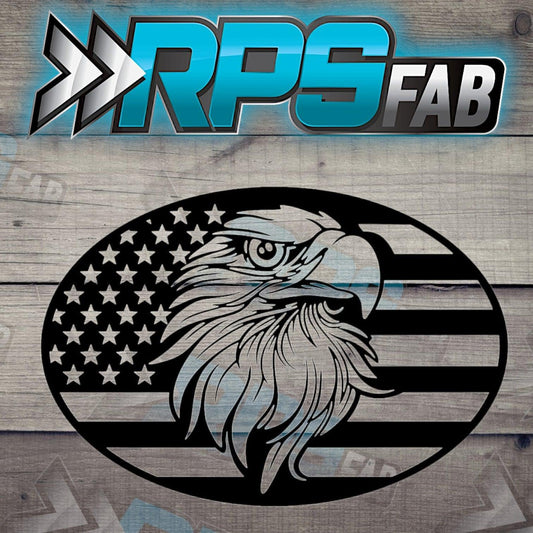 Eagle Map Flag Oval Sign - RPS Fab
