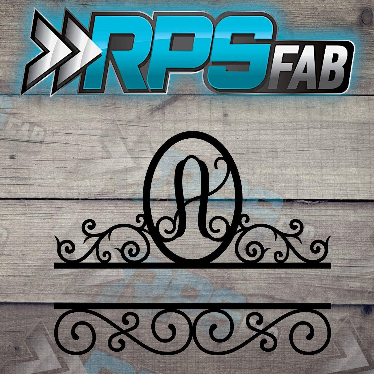Elegant Split Scroll Monogram Metal Sign - RPS Fab