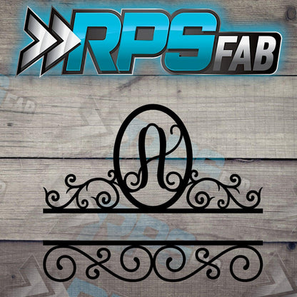 Elegant Split Scroll Monogram Metal Sign - RPS Fab