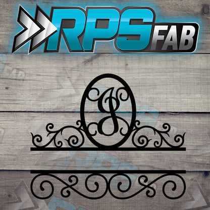 Elegant Split Scroll Monogram Metal Sign - RPS Fab
