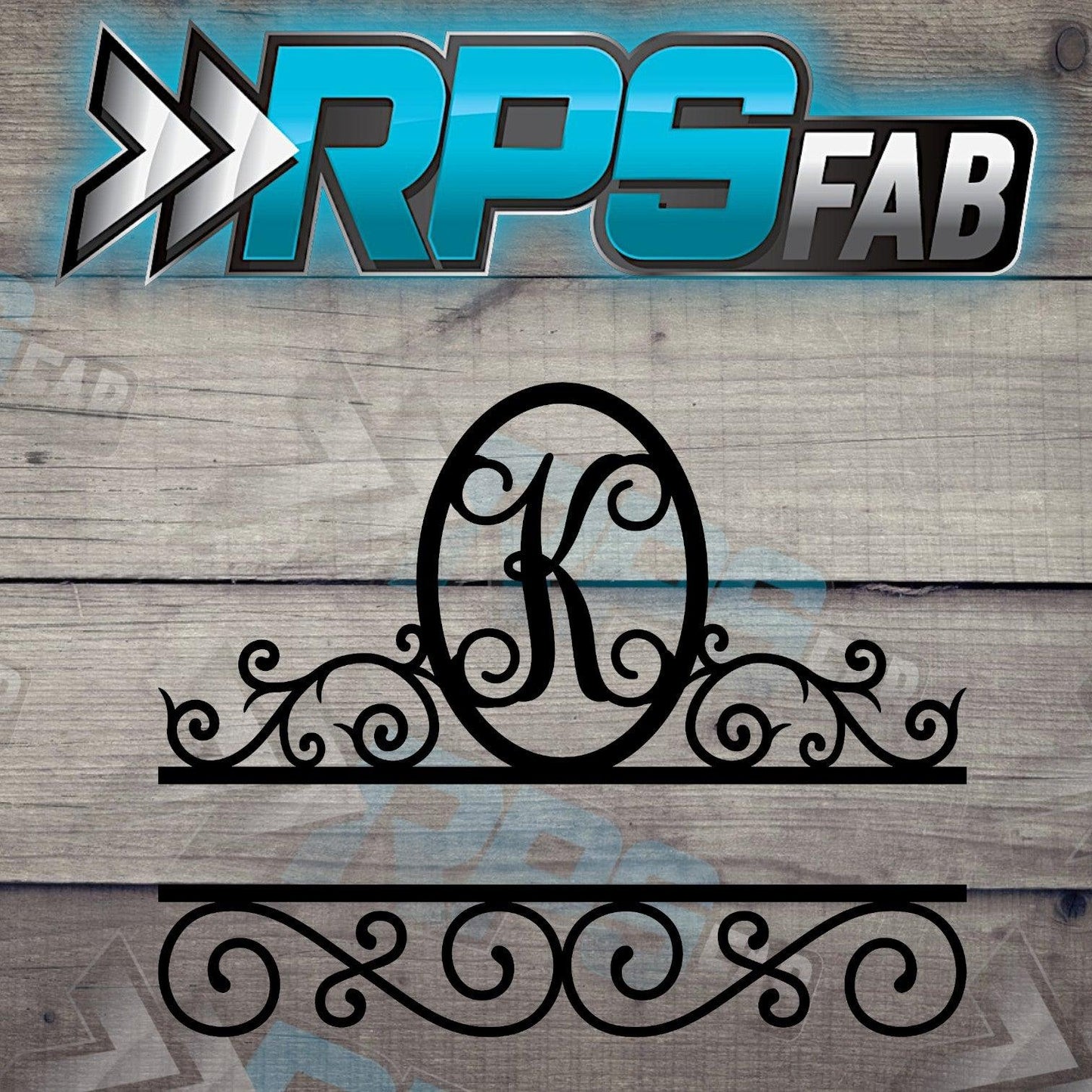 Elegant Split Scroll Monogram Metal Sign - RPS Fab