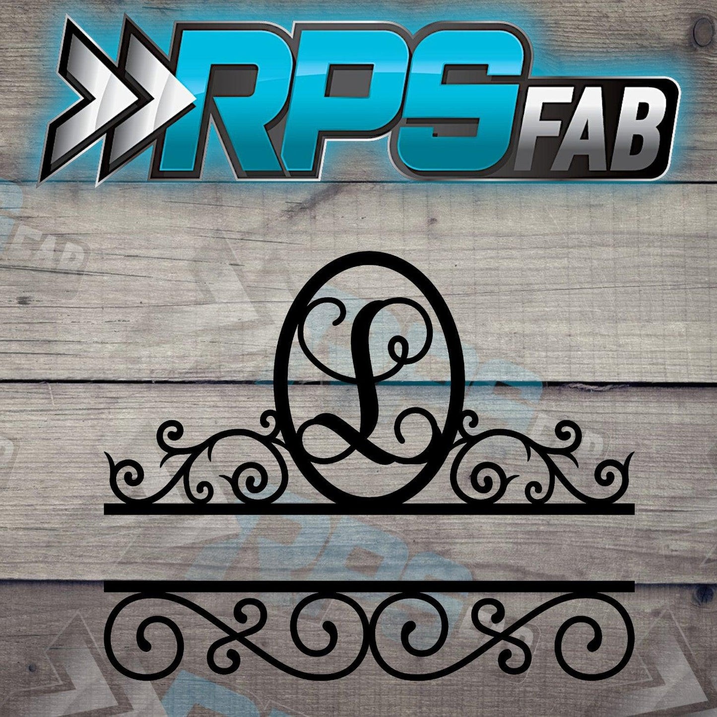 Elegant Split Scroll Monogram Metal Sign - RPS Fab