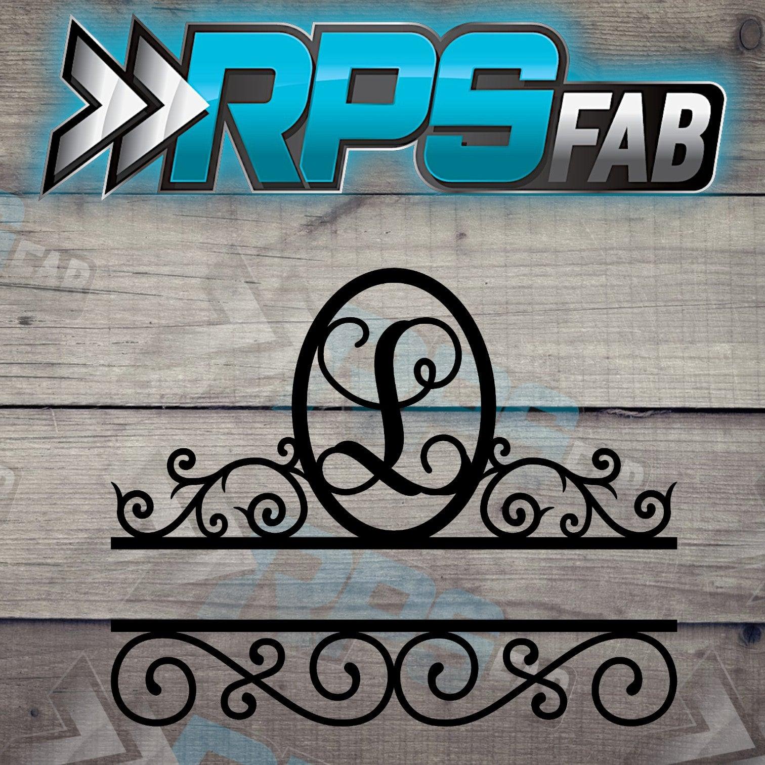 Elegant Split Scroll Monogram Metal Sign - RPS Fab
