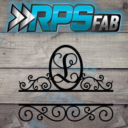 Elegant Split Scroll Monogram Metal Sign - RPS Fab