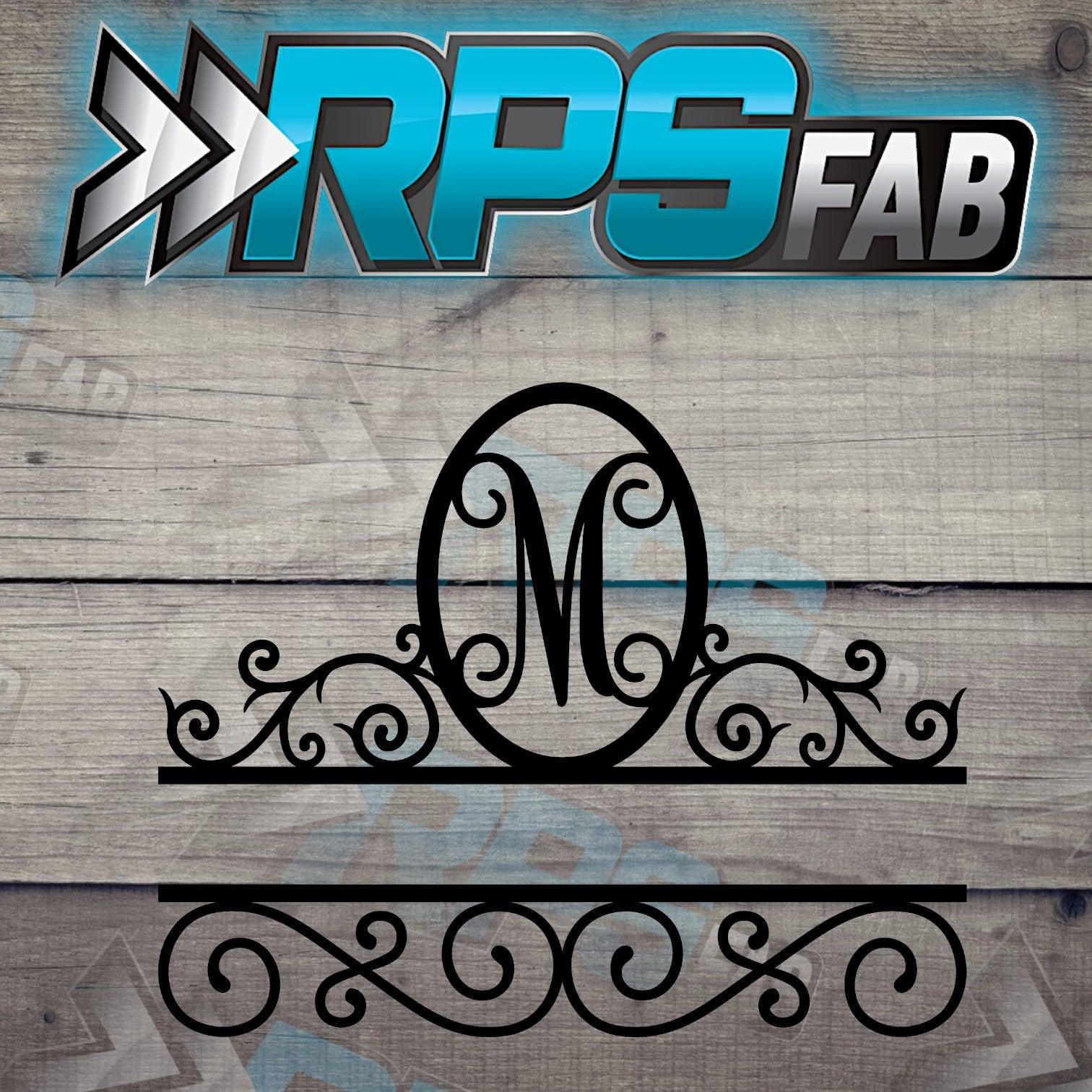 Elegant Split Scroll Monogram Metal Sign - RPS Fab