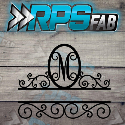 Elegant Split Scroll Monogram Metal Sign - RPS Fab