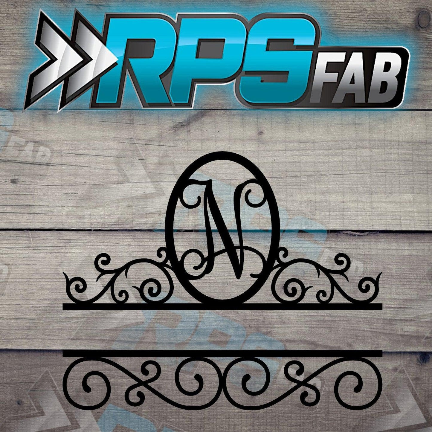 Elegant Split Scroll Monogram Metal Sign - RPS Fab