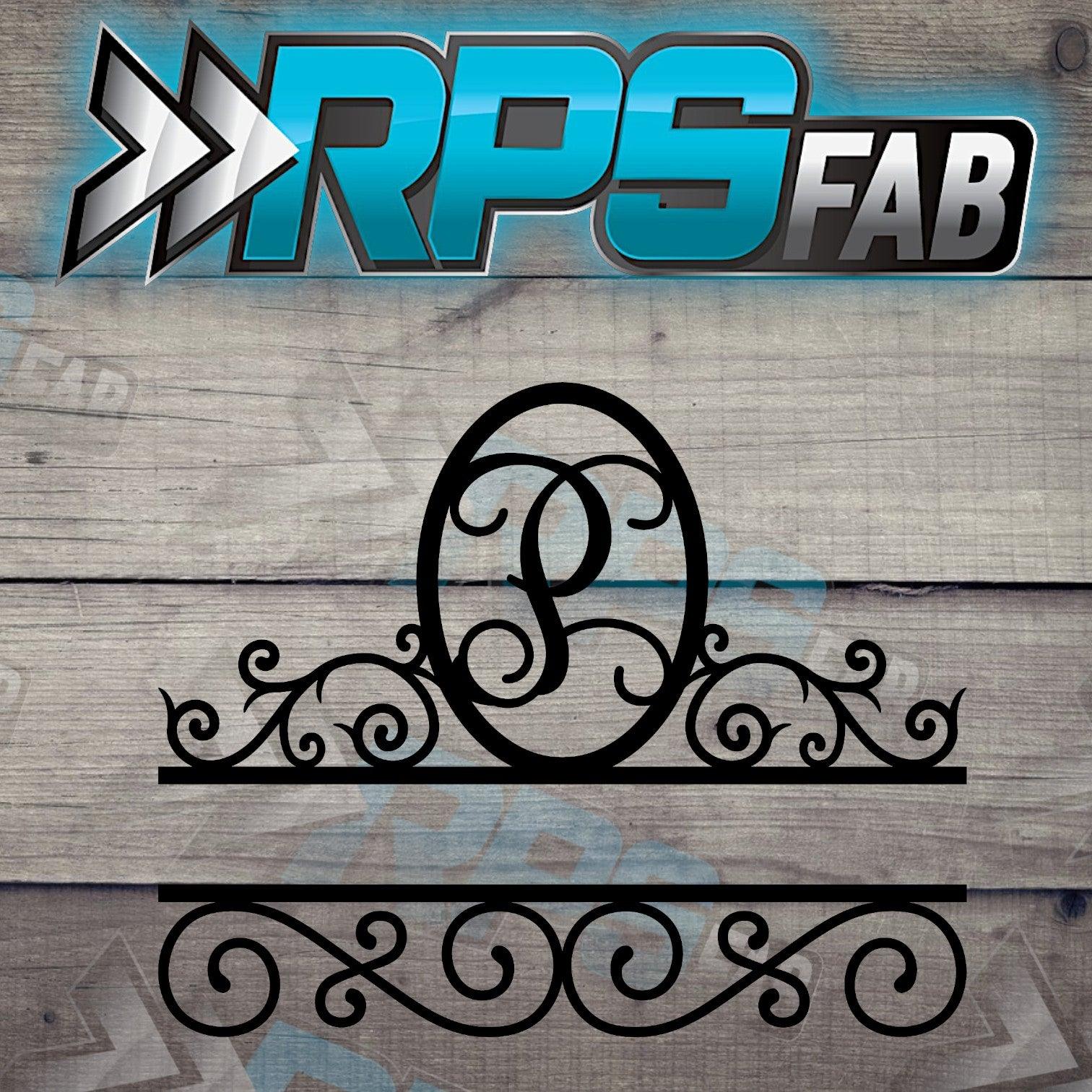 Elegant Split Scroll Monogram Metal Sign - RPS Fab