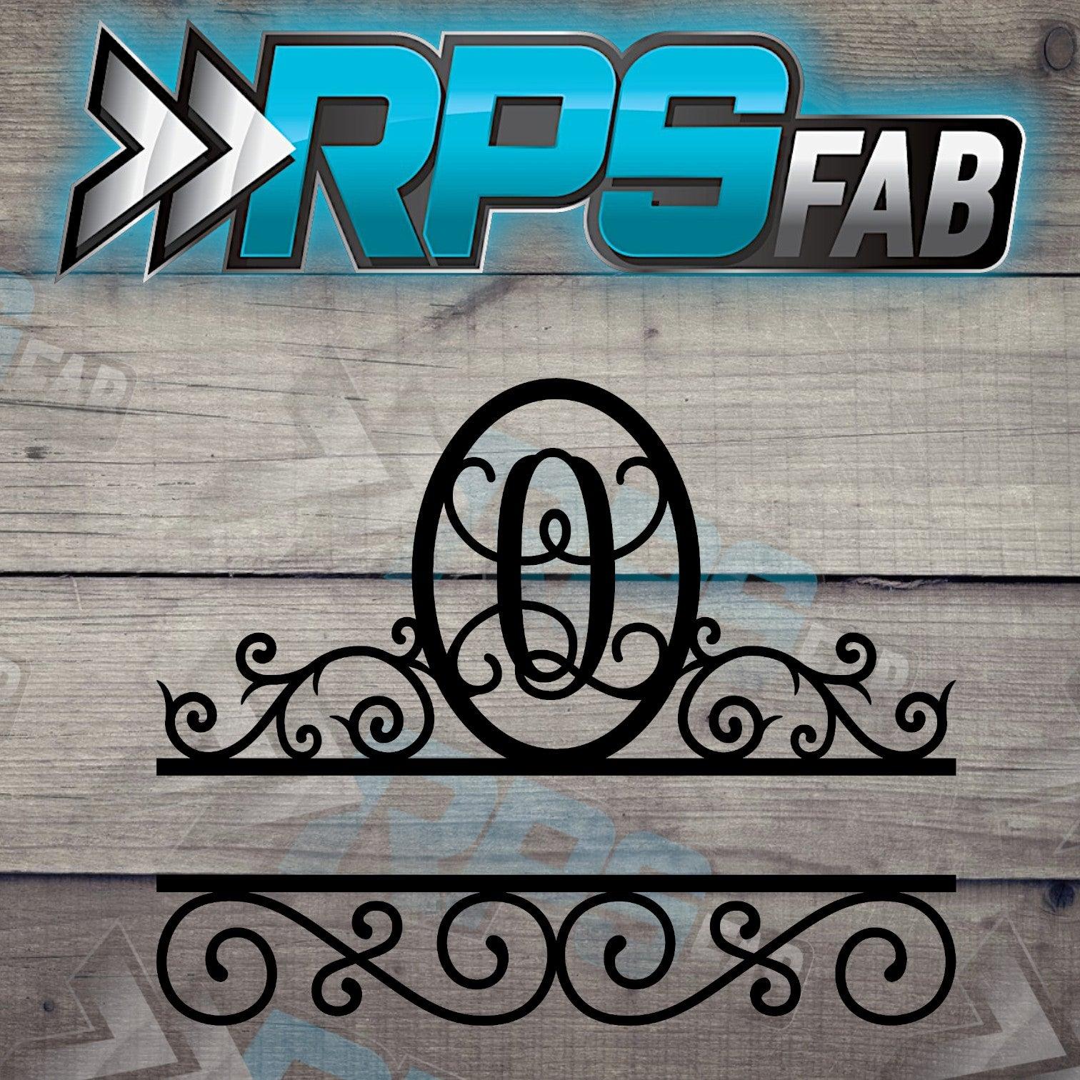 Elegant Split Scroll Monogram Metal Sign - RPS Fab