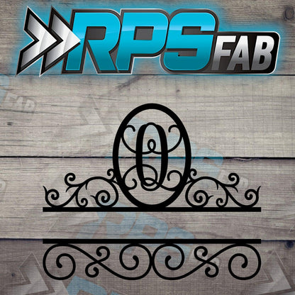 Elegant Split Scroll Monogram Metal Sign - RPS Fab