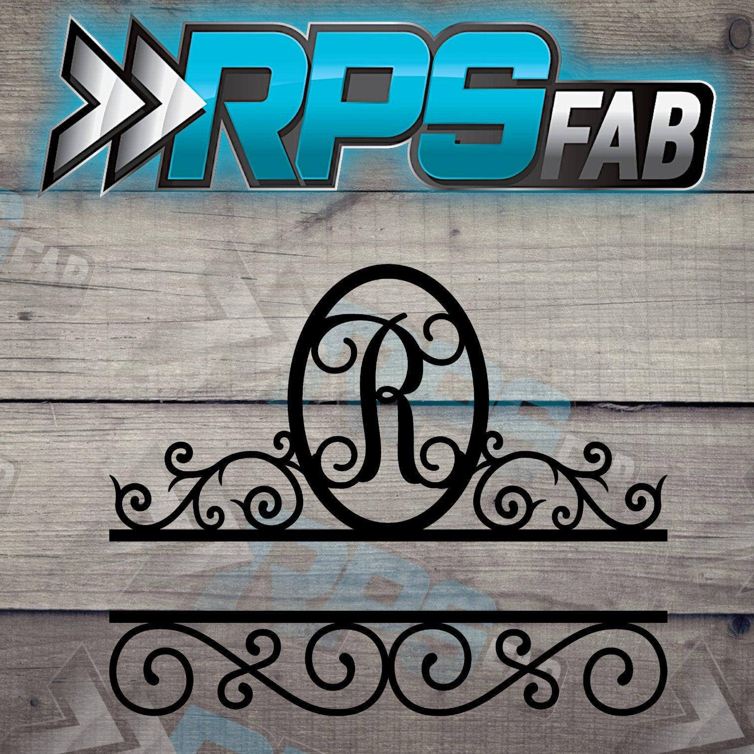 Elegant Split Scroll Monogram Metal Sign - RPS Fab