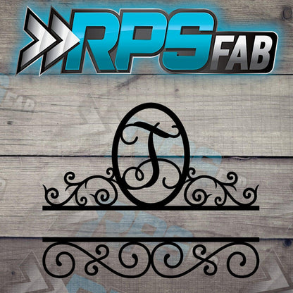 Elegant Split Scroll Monogram Metal Sign - RPS Fab