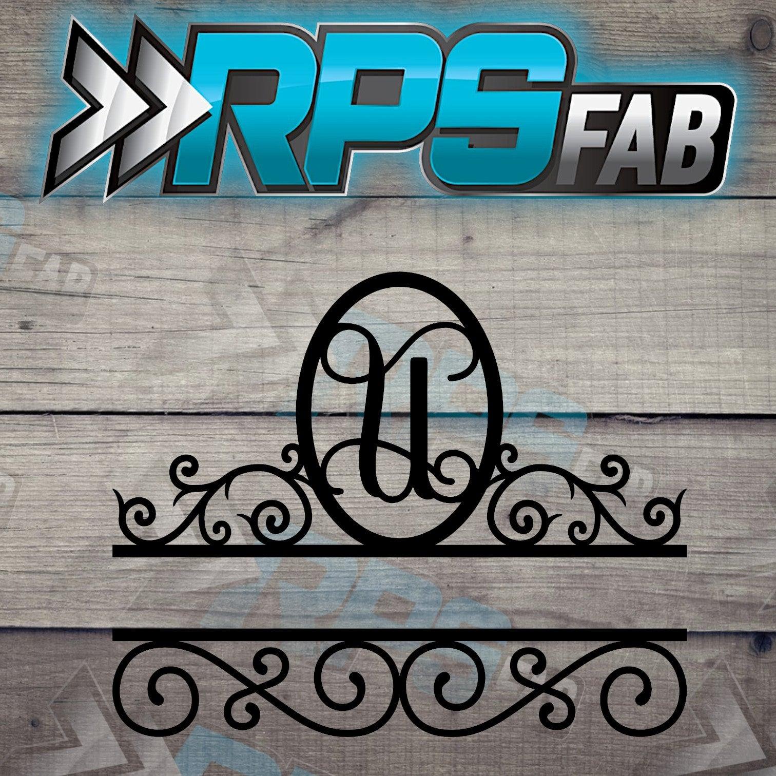 Elegant Split Scroll Monogram Metal Sign - RPS Fab