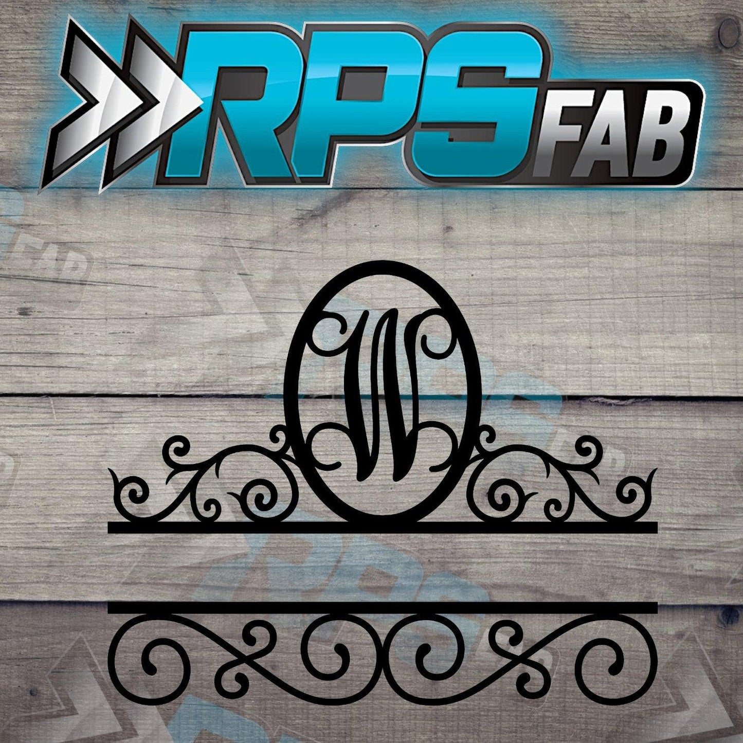 Elegant Split Scroll Monogram Metal Sign - RPS Fab