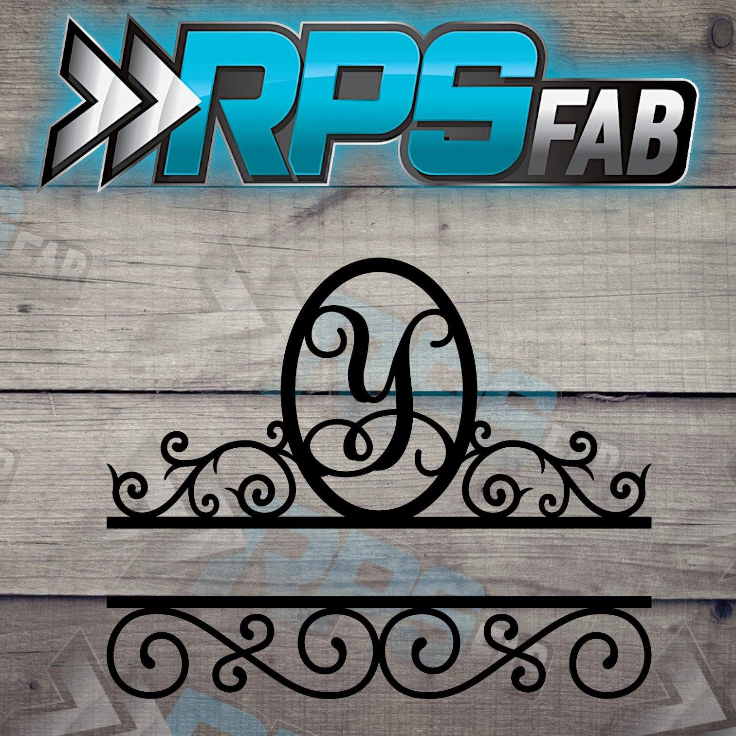Elegant Split Scroll Monogram Metal Sign - RPS Fab