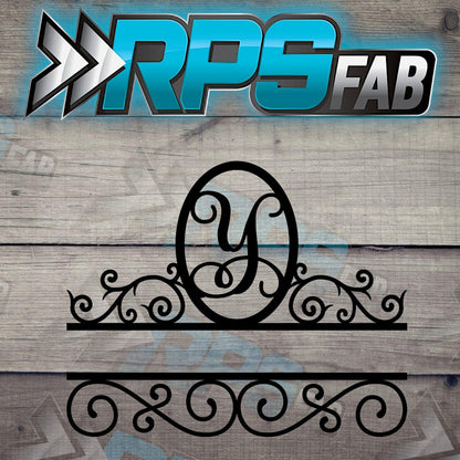 Elegant Split Scroll Monogram Metal Sign - RPS Fab