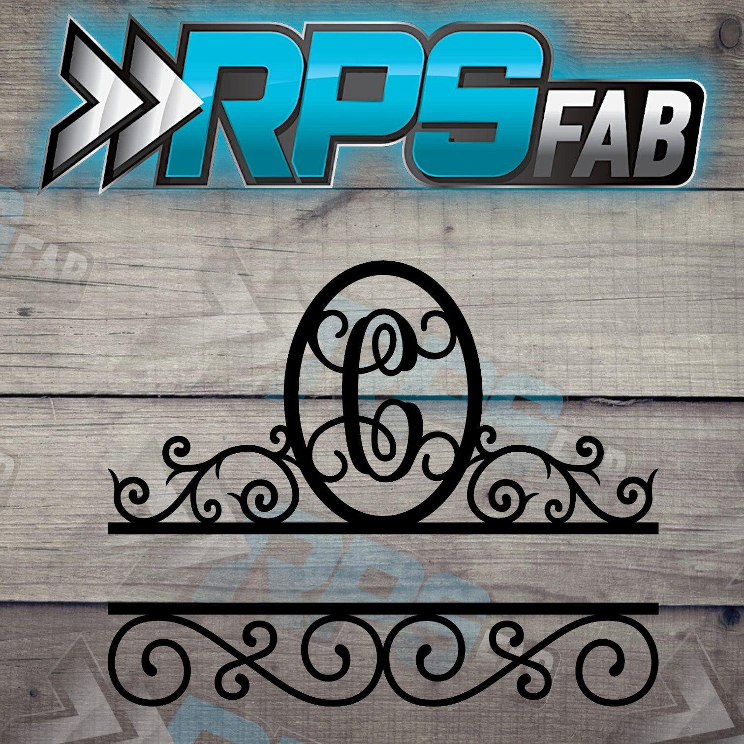 Elegant Split Scroll Monogram Metal Sign - RPS Fab