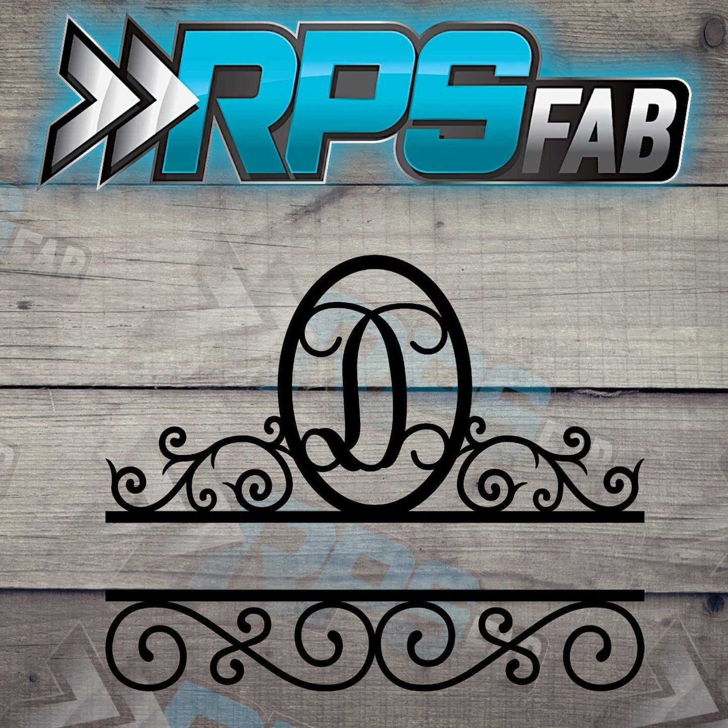 Elegant Split Scroll Monogram Metal Sign - RPS Fab