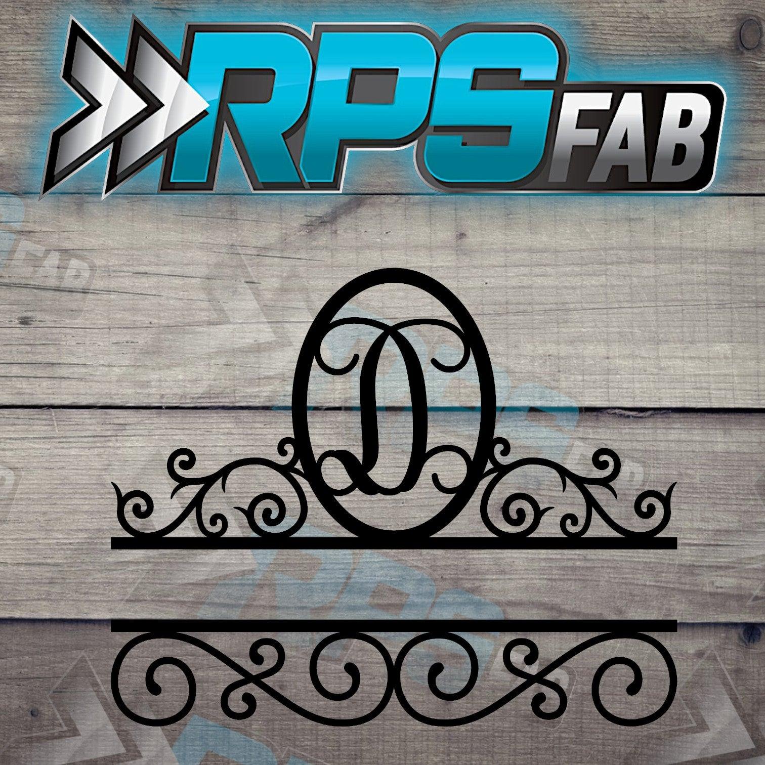 Elegant Split Scroll Monogram Metal Sign - RPS Fab