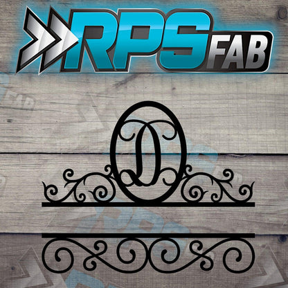 Elegant Split Scroll Monogram Metal Sign - RPS Fab