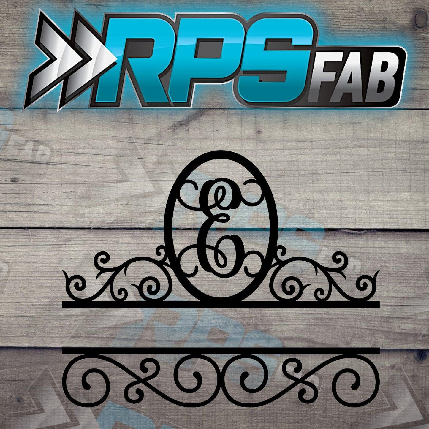 Elegant Split Scroll Monogram Metal Sign - RPS Fab