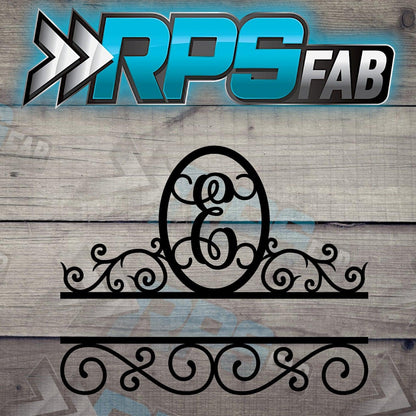 Elegant Split Scroll Monogram Metal Sign - RPS Fab