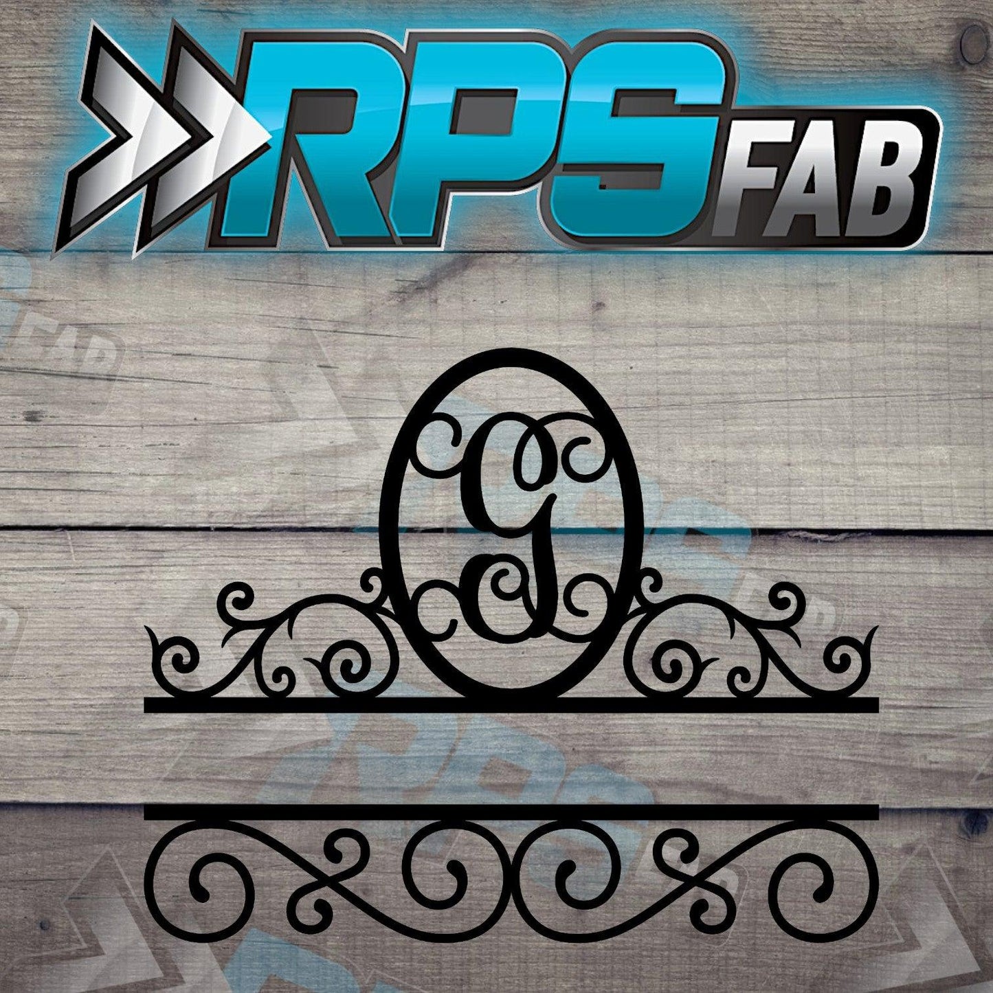 Elegant Split Scroll Monogram Metal Sign - RPS Fab