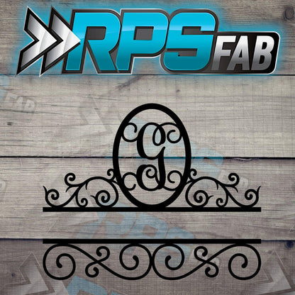 Elegant Split Scroll Monogram Metal Sign - RPS Fab