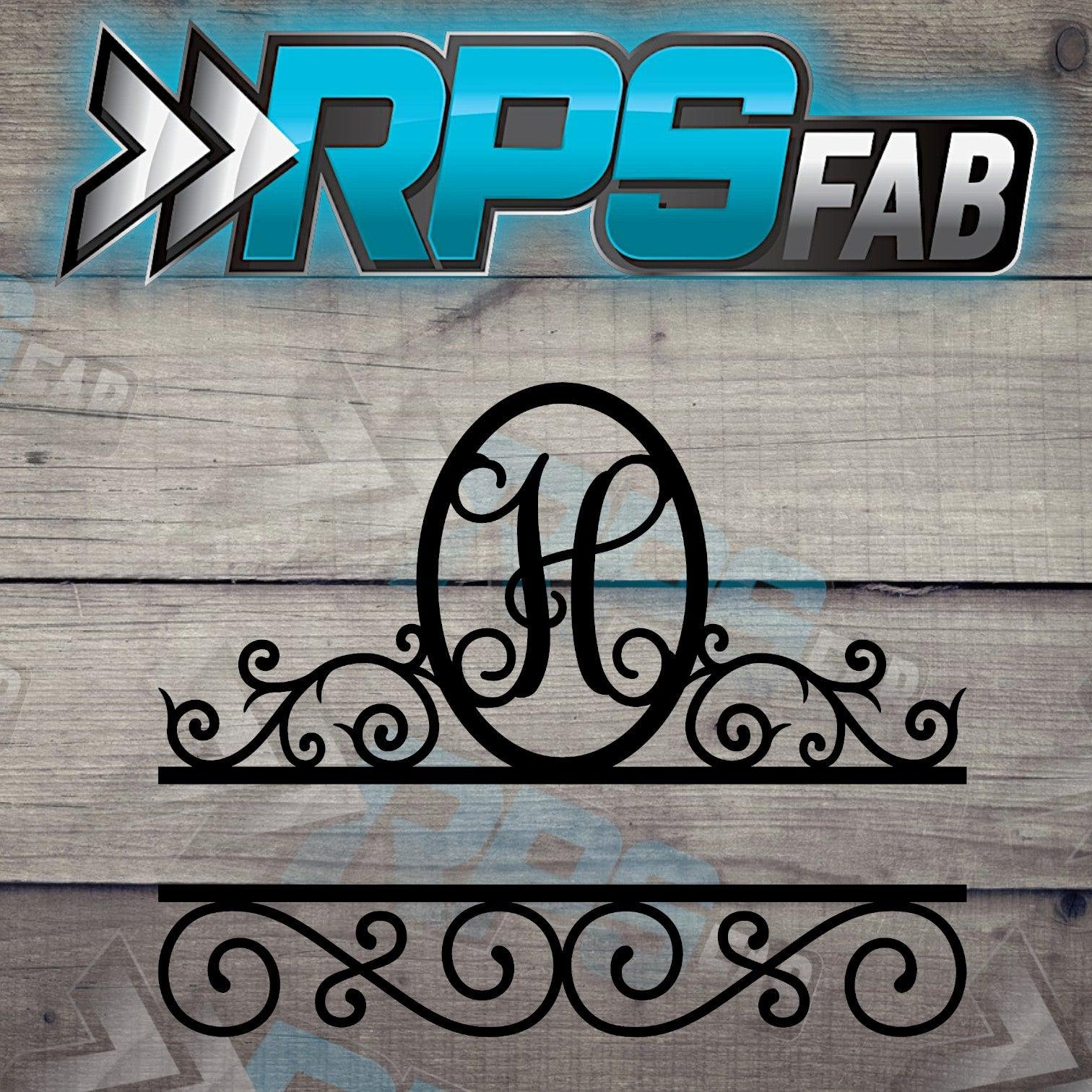 Elegant Split Scroll Monogram Metal Sign - RPS Fab