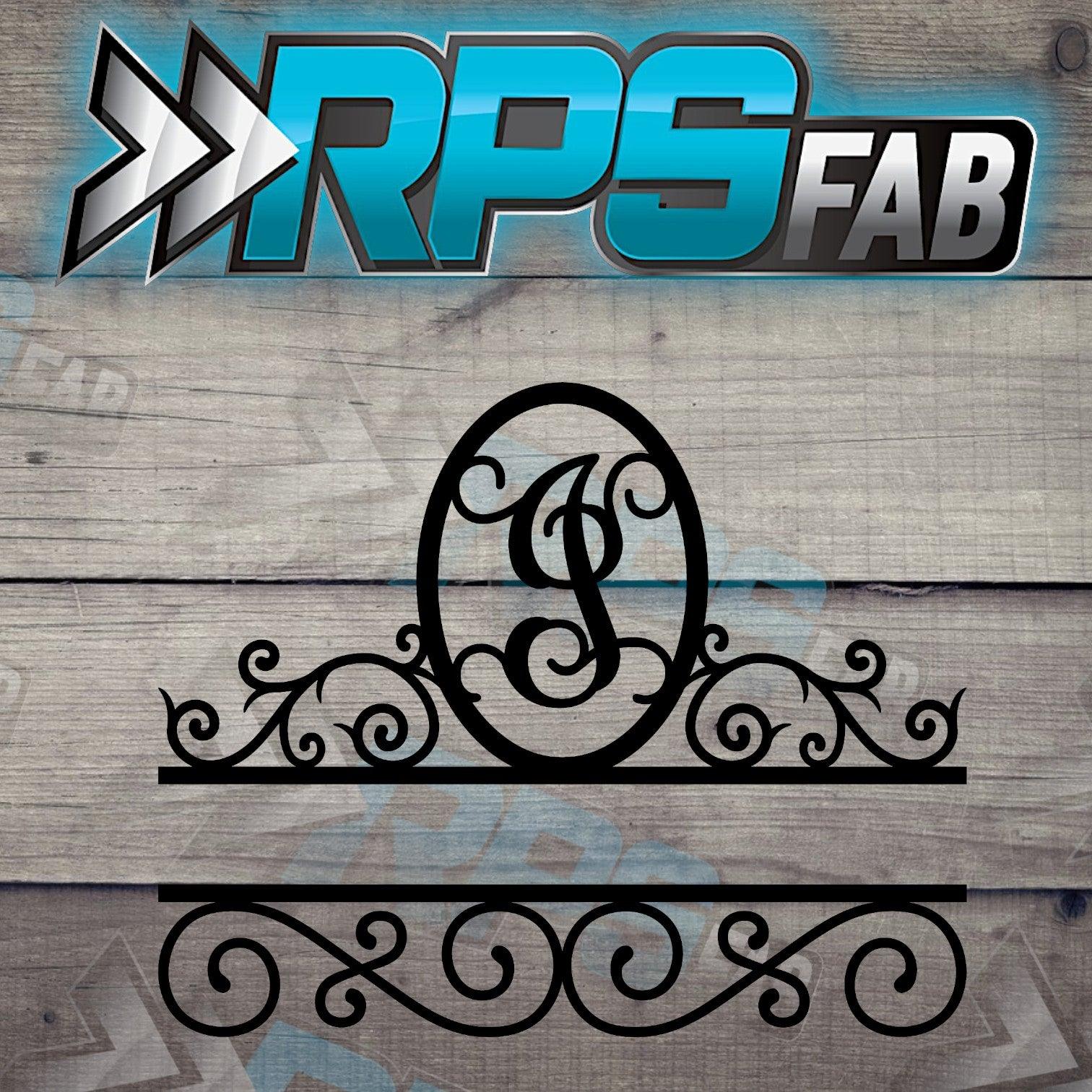 Elegant Split Scroll Monogram Metal Sign - RPS Fab