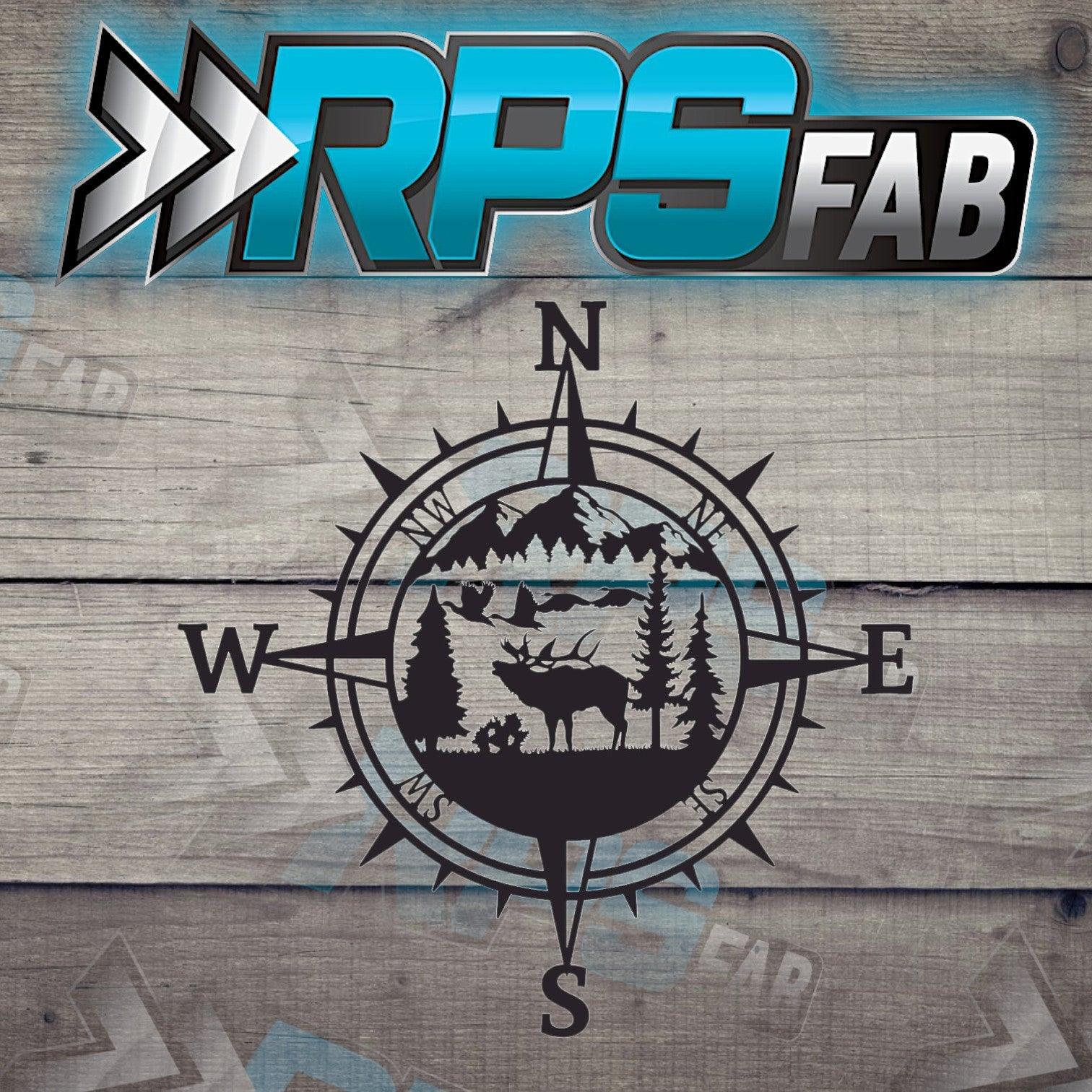 Elk-Inspired Compass Metal Art Sign - RPS Fab