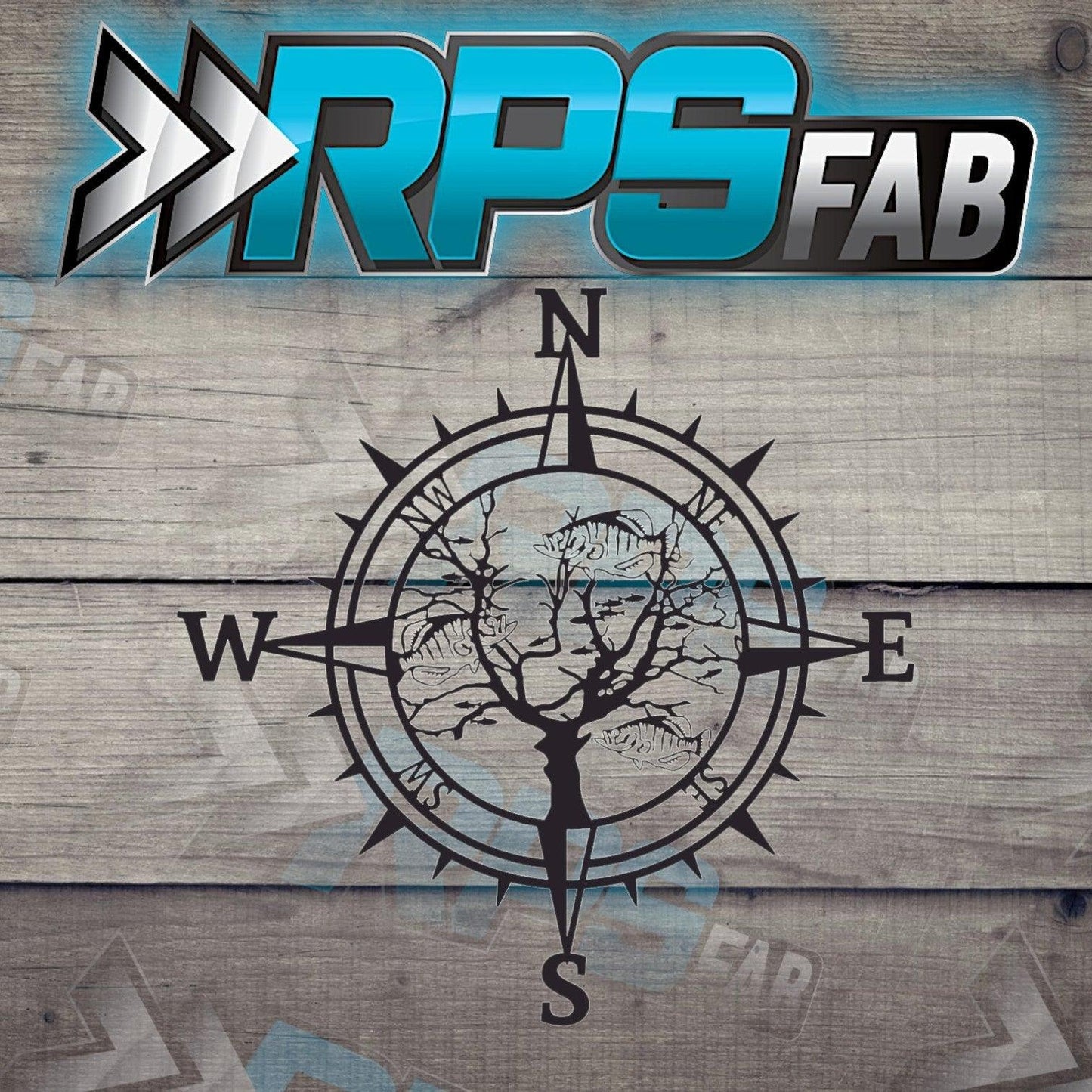 Fish-Inspired Compass Metal Art Sign - RPS Fab