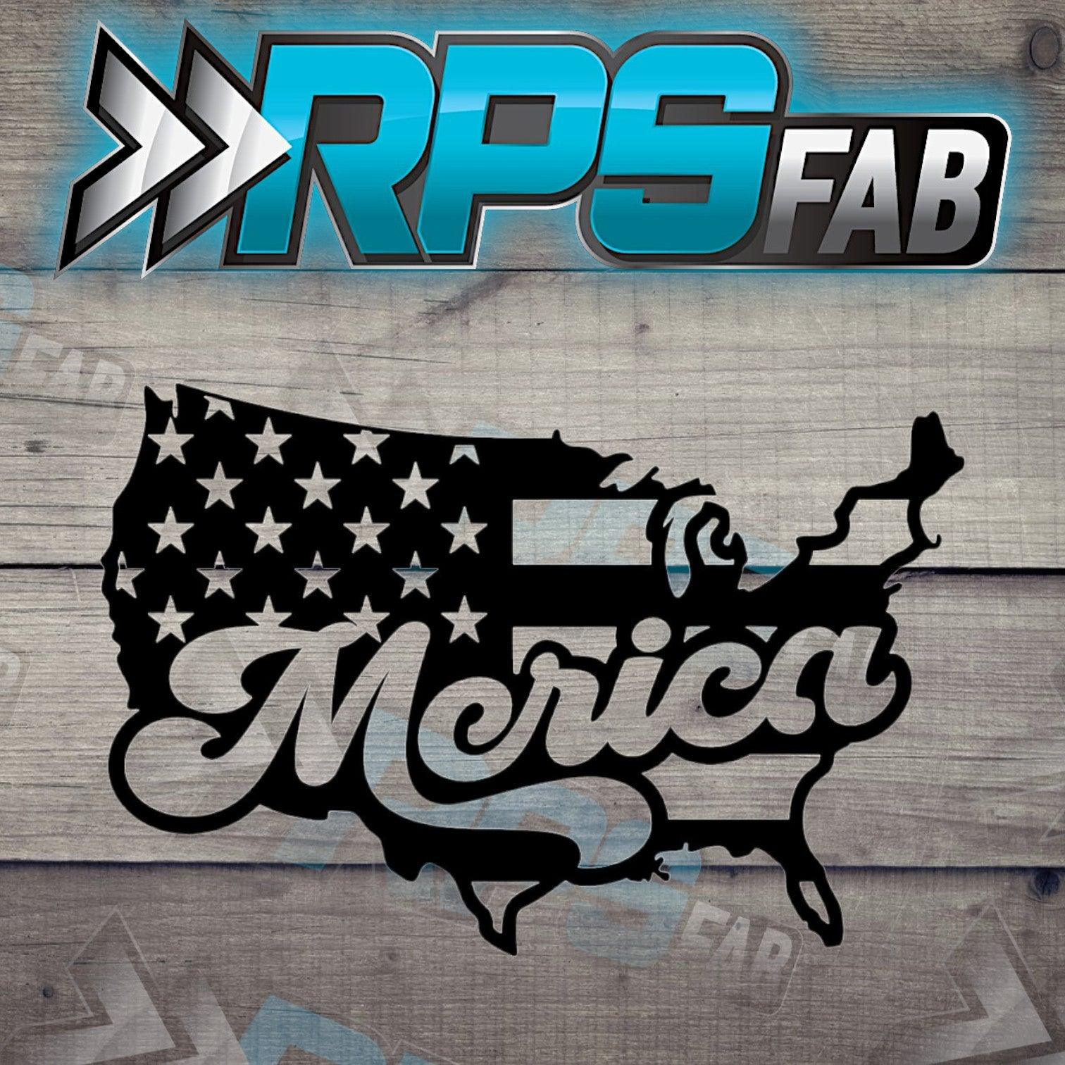 Merica V2 American Flag Map Metal Art Sign - RPS Fab